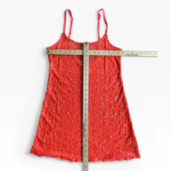 Free People Intimately  Coral Sequin Lace Cami Tank M Boho Festival cami Top - Picture 5 of 8